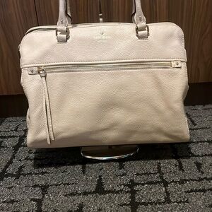 Kate Spade Ivory Pebble Leather Double Zip Work Tote
